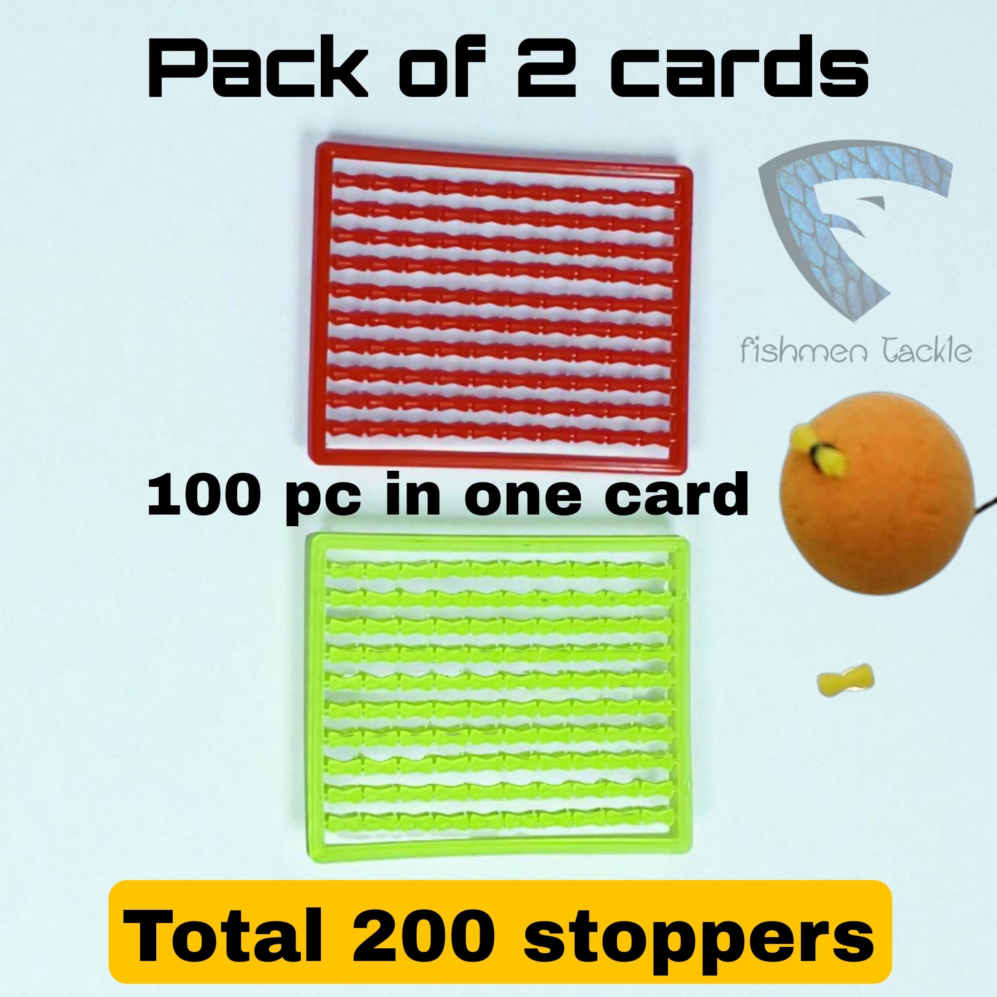 Carp Fishing Boilie Popup Stoppers, Hard Plastic, 200 Pieces in 2 Cards, for Professional Carp Feeder Rigs and Hair Rigs