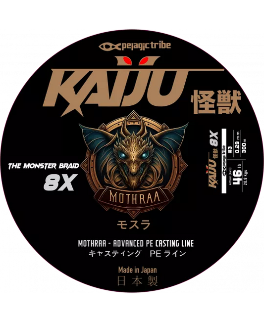Pelagic Tribe - Kaiju Mothraa - 300 Meters - Casting Line - White - 8X - Japanese Advanced Braid PE 3.0, 46 Lb, 0.29 mm