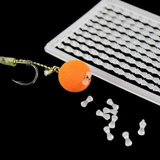 Carp Fishing Boilie Popup Stoppers, Hard Plastic, 200 Pieces in 2 Cards, for Professional Carp Feeder Rigs and Hair Rigs