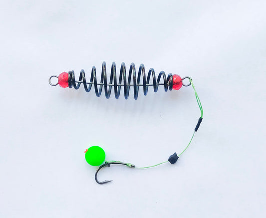 Fishmen Fishing Feeder for Carp Fishing Including popup Rig Made with Mustad XV-2 Carp Hook (#6, Moss Green)