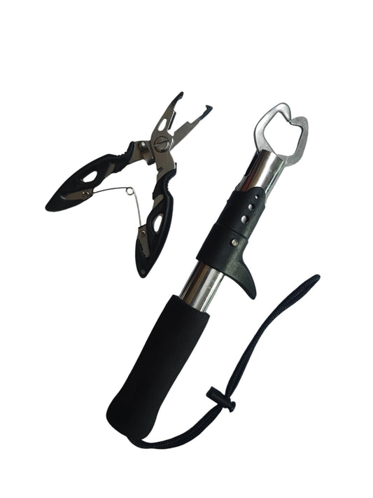 Fishing Gripper Tool with Pliers and Carabiner, Stainless Steel