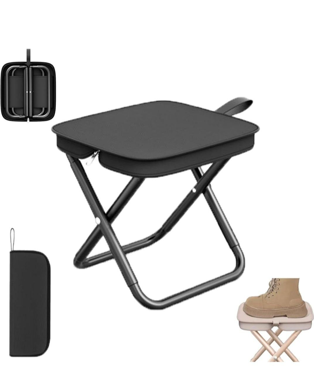 Folding stool Ultra-Compact Portable Folding Stool | Heavy-Duty Pocket Chair for Fishing &amp; Camping