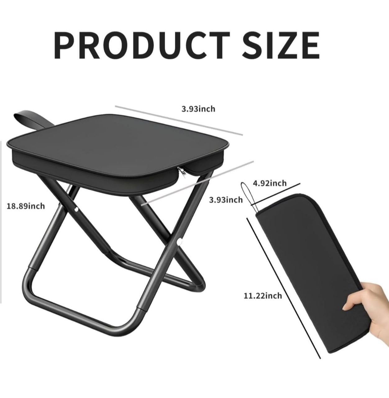 Folding stool Ultra-Compact Portable Folding Stool | Heavy-Duty Pocket Chair for Fishing &amp; Camping