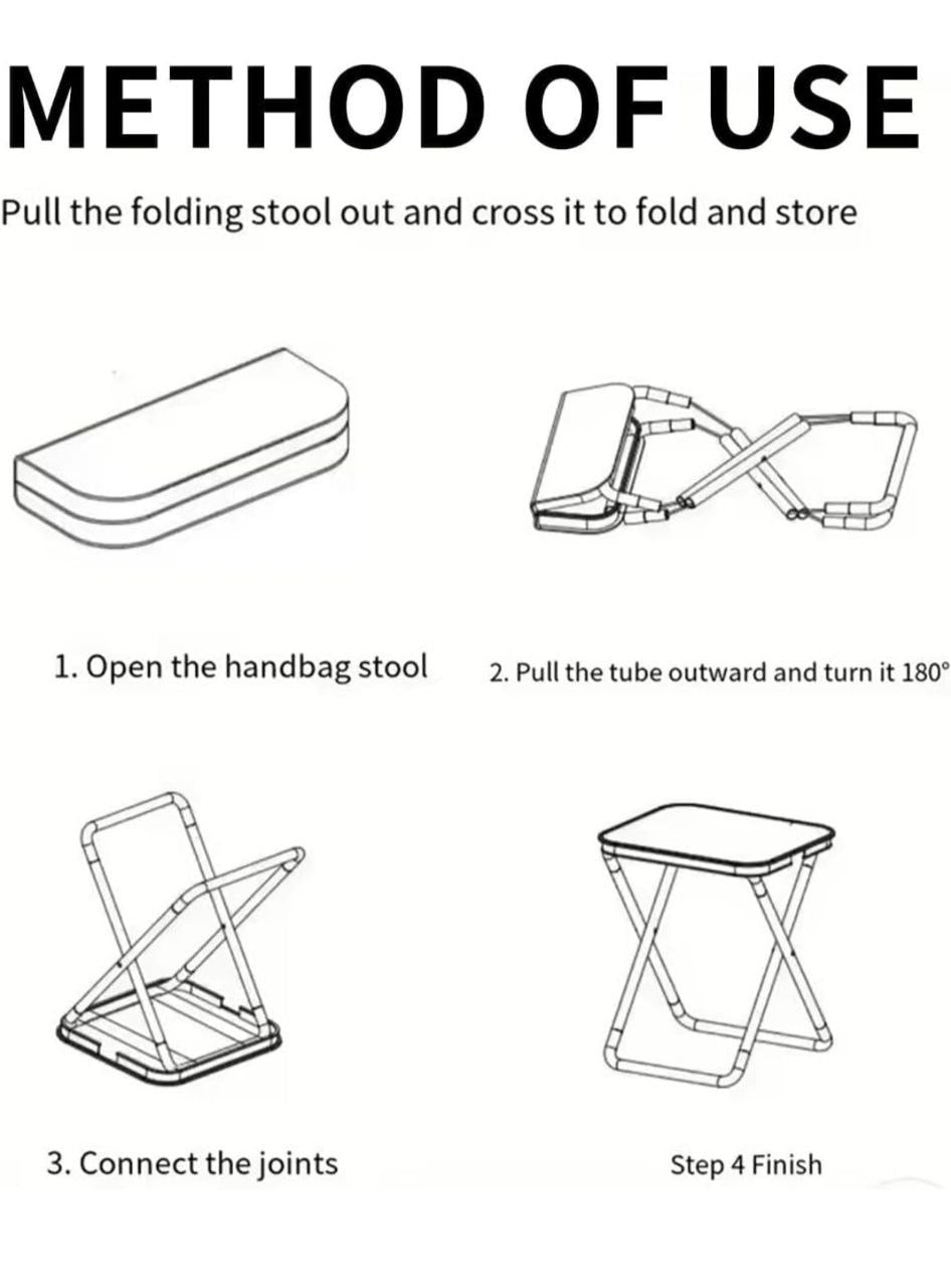 Folding stool Ultra-Compact Portable Folding Stool | Heavy-Duty Pocket Chair for Fishing &amp; Camping