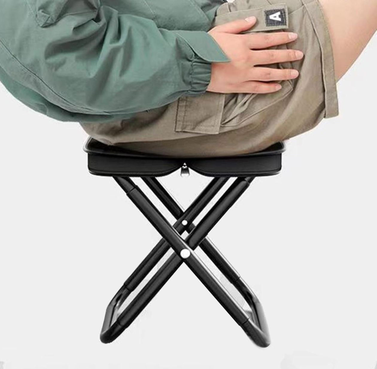 Folding stool Ultra-Compact Portable Folding Stool | Heavy-Duty Pocket Chair for Fishing &amp; Camping