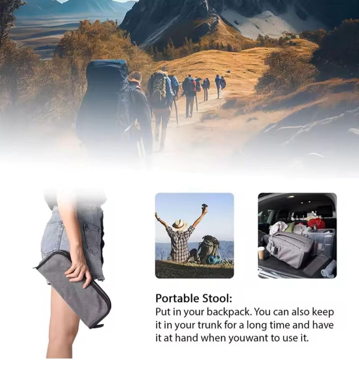 Folding stool Ultra-Compact Portable Folding Stool | Heavy-Duty Pocket Chair for Fishing &amp; Camping