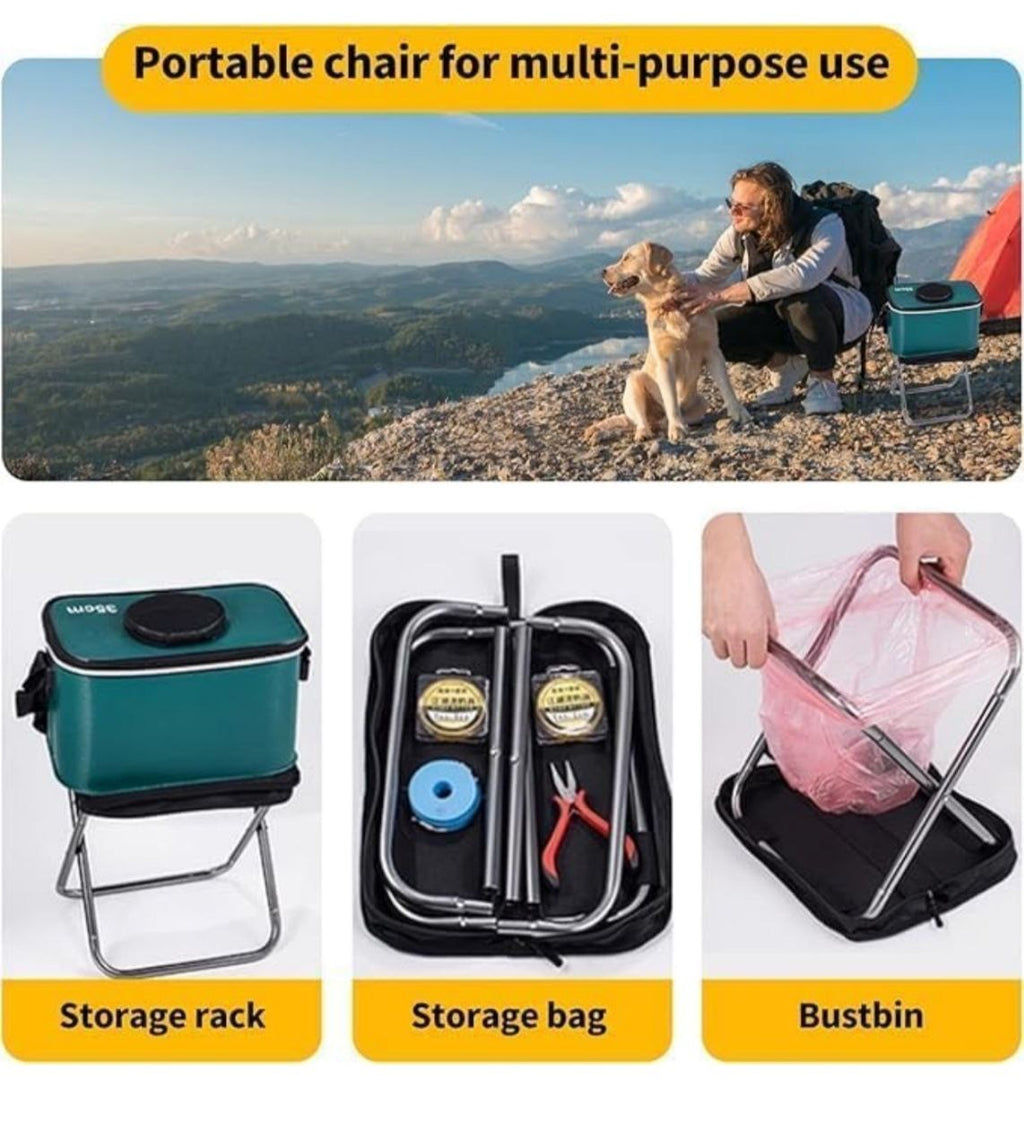 Folding stool Ultra-Compact Portable Folding Stool | Heavy-Duty Pocket Chair for Fishing &amp; Camping