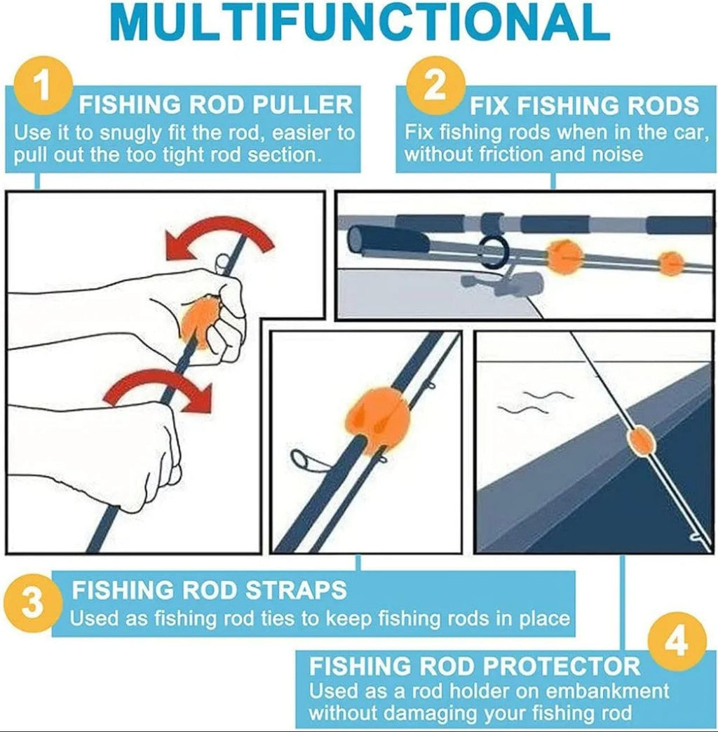 Multifunctional Fishing Rod Holder, Silicon Egg Shape Design, 6x4 cm, for carrying/storing/detaching rods