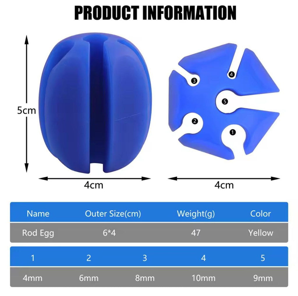 Multifunctional Fishing Rod Holder, Silicon Egg Shape Design, 6x4 cm, for carrying/storing/detaching rods