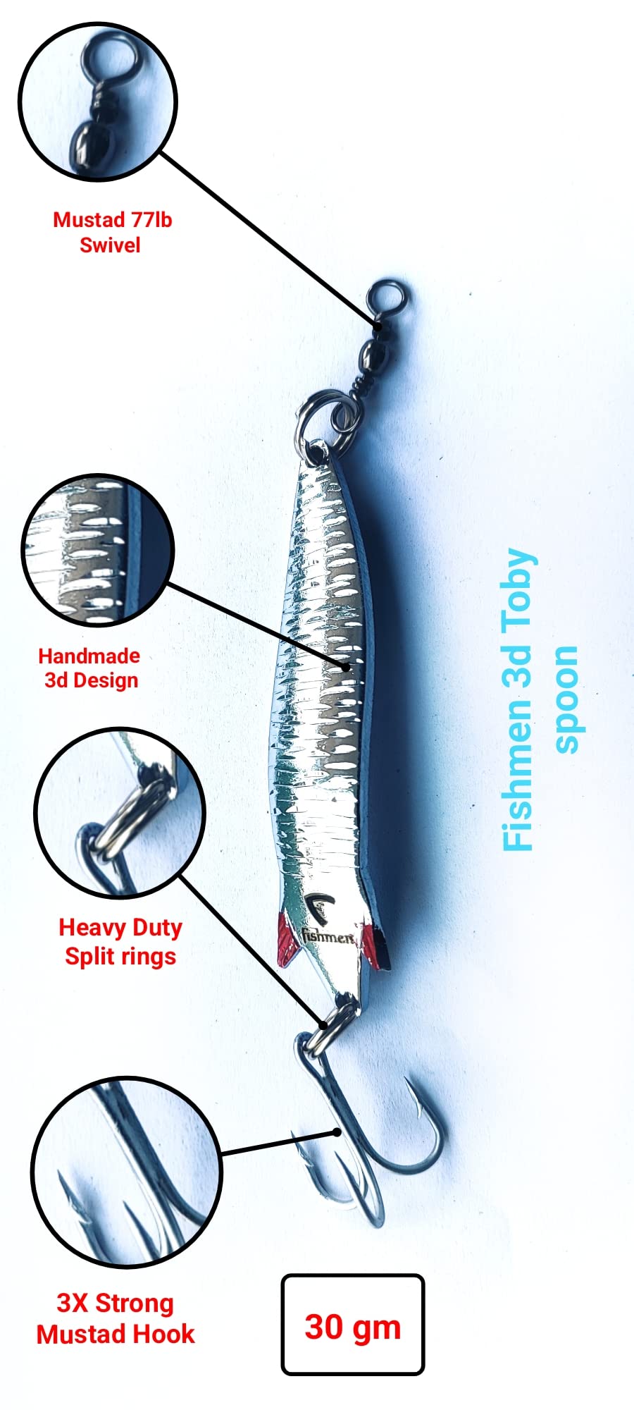 Fishmen 3D Toby Spoon 30gm for Fishing