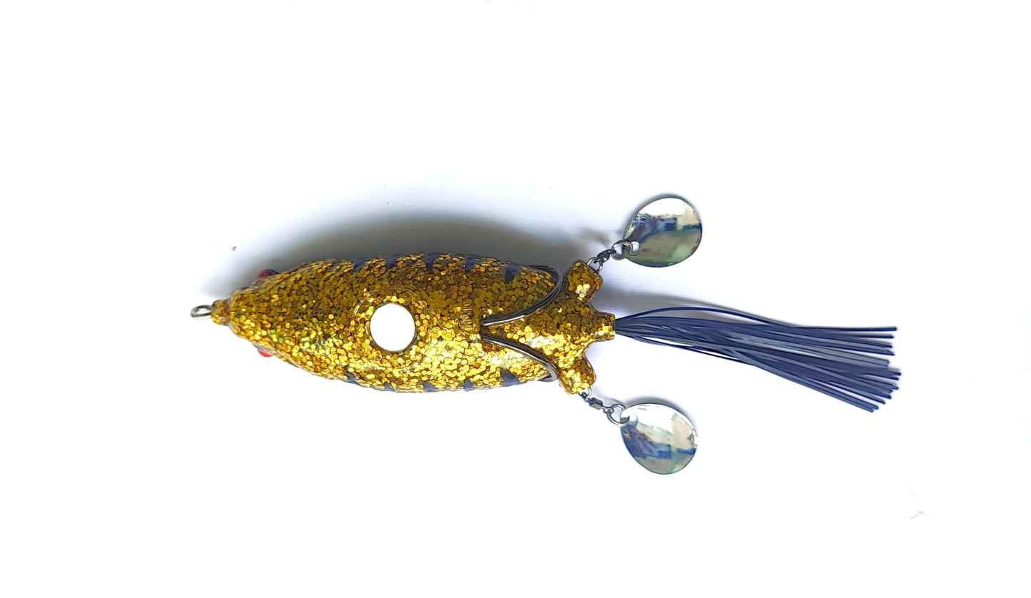 Top Water Rat Action Frog Lure with Sequin Spinning Legs 26gm