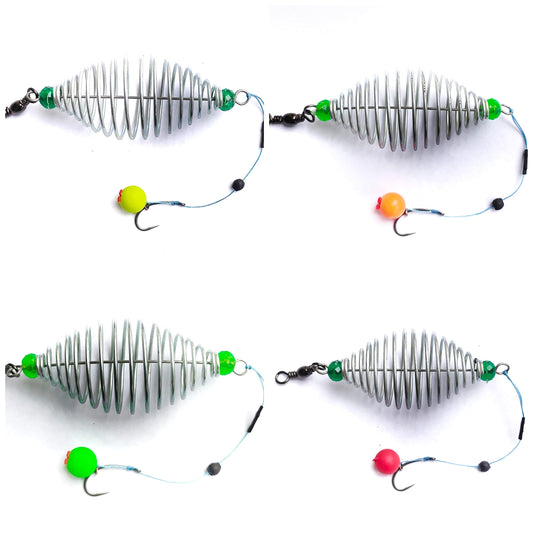 Fishmen Carp Feeder with Blow Back rig (Pack of 4) Made with Mustad Hook and Crimson Titanium 9X Power core 54lb Braided line