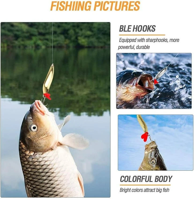 20PCS Metal Fishing Spoon Lures Hard Baits Saltwater and freshwater Fishing Lures Spinner Baits
