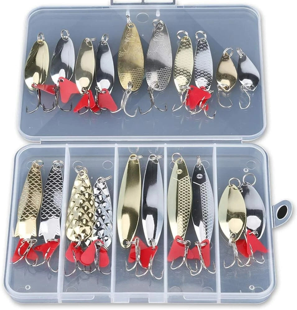 20PCS Metal Fishing Spoon Lures Hard Baits Saltwater and freshwater Fishing Lures Spinner Baits