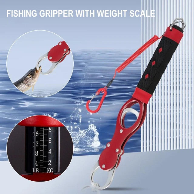 Professional Fishing Lip Gripper with Integrated Weight Scale (18kg capacity)