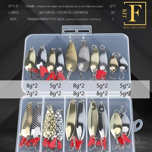 20PCS Metal Fishing Spoon Lures Hard Baits Saltwater and freshwater Fishing Lures Spinner Baits