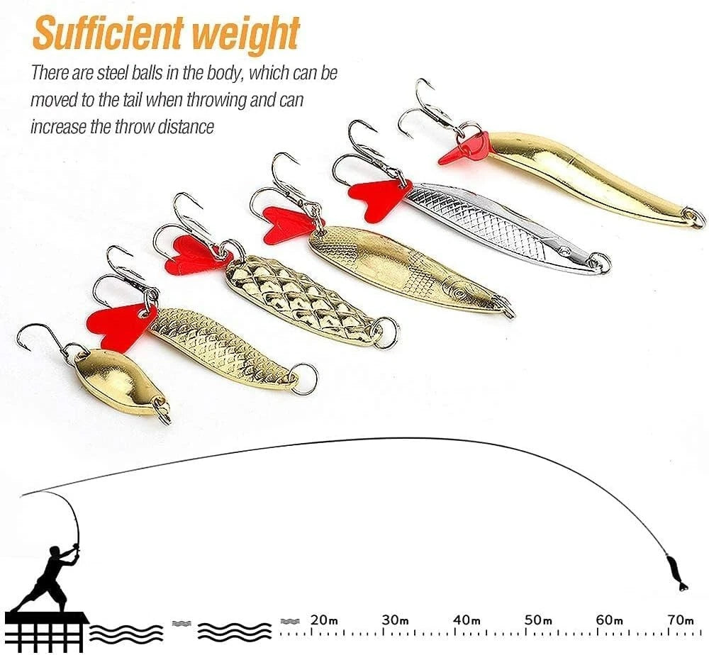 20PCS Metal Fishing Spoon Lures Hard Baits Saltwater and freshwater Fishing Lures Spinner Baits